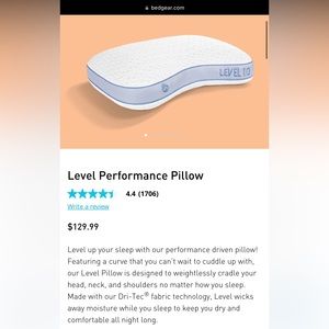 NWT Bedgear Level 1.0 Performance Pillow